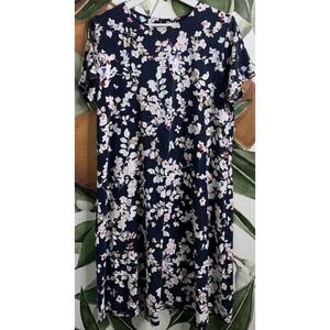 Like new! J. Jill Floral Midi Dress - Black and Pink